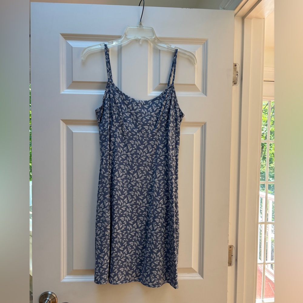 Blue Floral Spaghetti Strap Dress